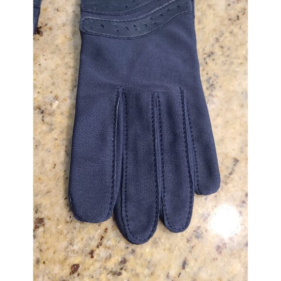Vintage Womens OSFA Blue Stretch Leather Grip Driving Gloves Sheer Energy Leggs - Picture 3 of 16